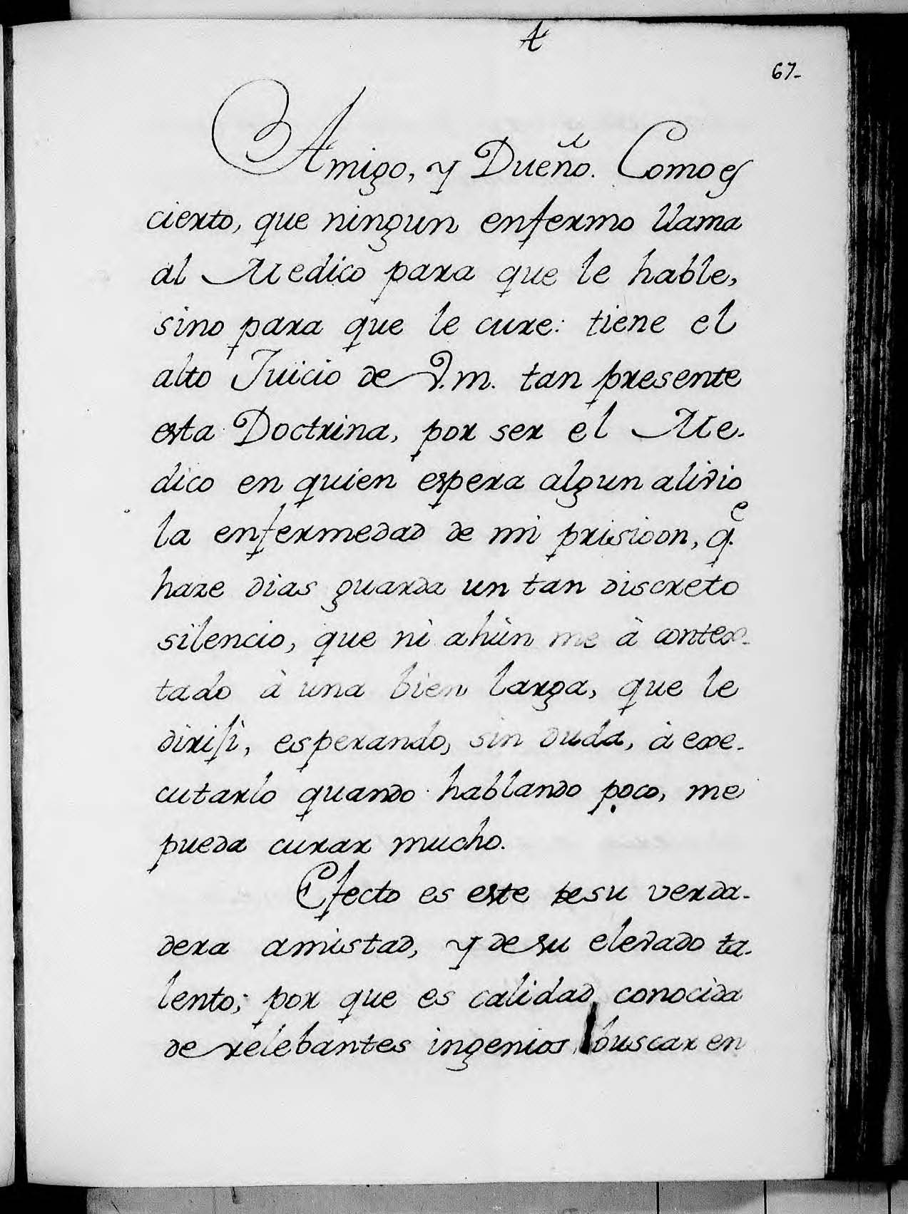 Folio 67 Recto de la carta moral e instructiva de Francisco de Quevedo